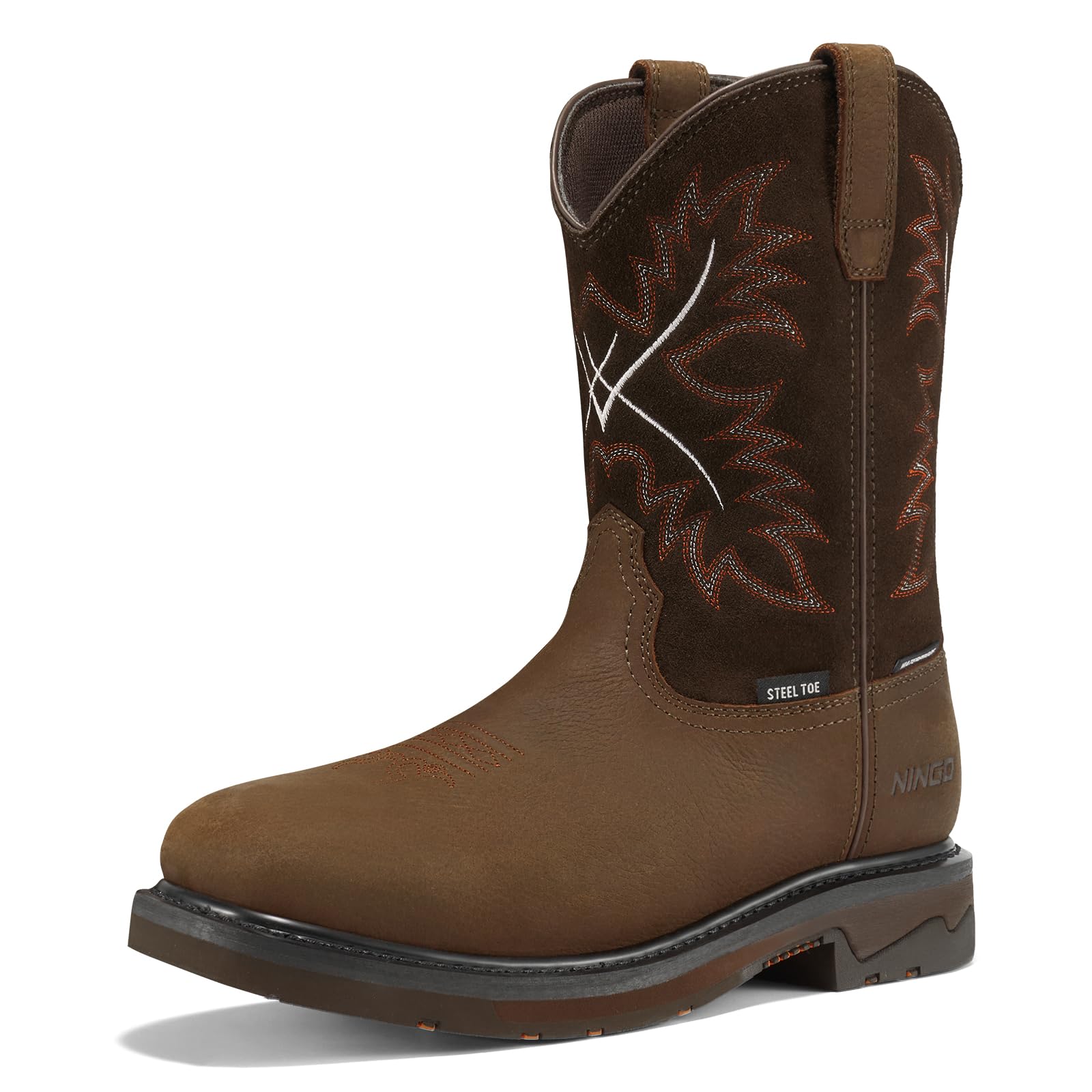 Ningomens Steel Toe Work Boots Waterproof Square Toe Cowboy Boots