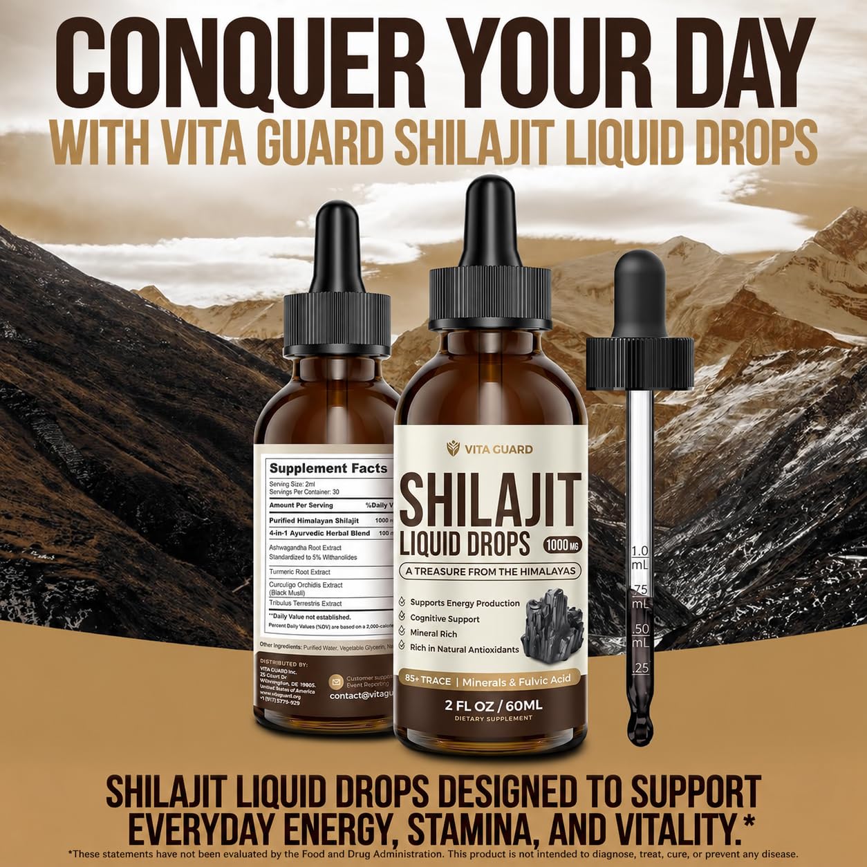 Himalayan Shilajit Liquid Drops – 1000mg Energy & Immunity Support with 85+ Trace Minerals & Fulvic Acid – Strength, Vitality Supplement for Men & Women – 30-Day Supply — Amazon image 7
