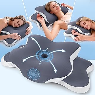 XSIVOD Orthopädisches Nackenkissen Kopfkissen - Ergonomisches Memory Foam Kissen mit Kühleffekt, Nackenstützkissen bei Schmerzen, Anti Schnarch Kissen für Seiten, Rücken & Bauchschläfer, Grau