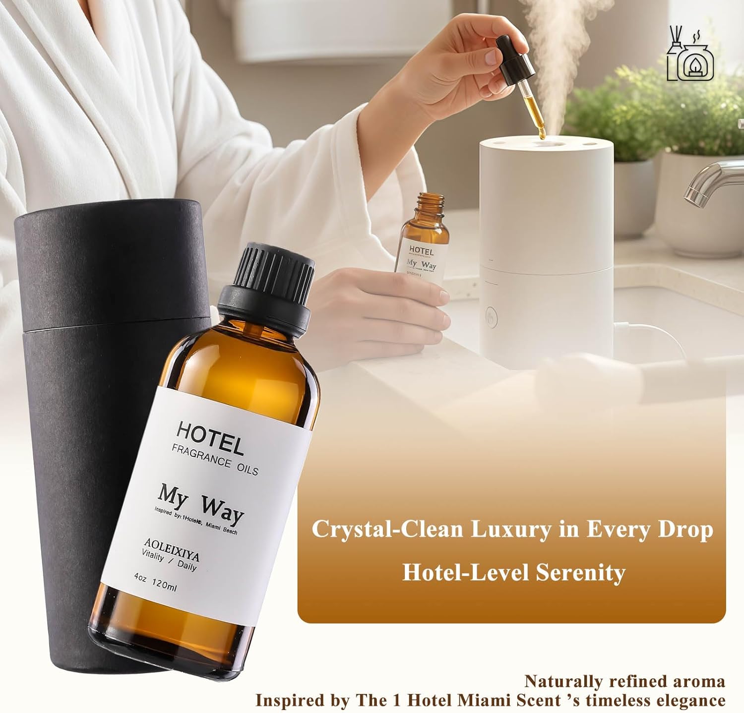 My Way Diffuser Oil Waterless Hotel Essential Oils for Diffusers for Home Inspired by The 1 Hotel Miami Scent - Premium Hotel Collection Diffuser Oil - 4 Fl Oz (Pack of 1)