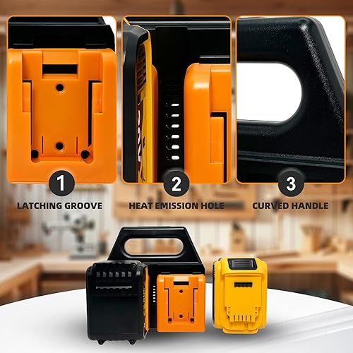 Miniatura 2 de Soporte de batería de 4 ranuras para Dewalt de 20 V | Resistente estuche de batería portátil Dewalt - Organizador compacto para un fácil