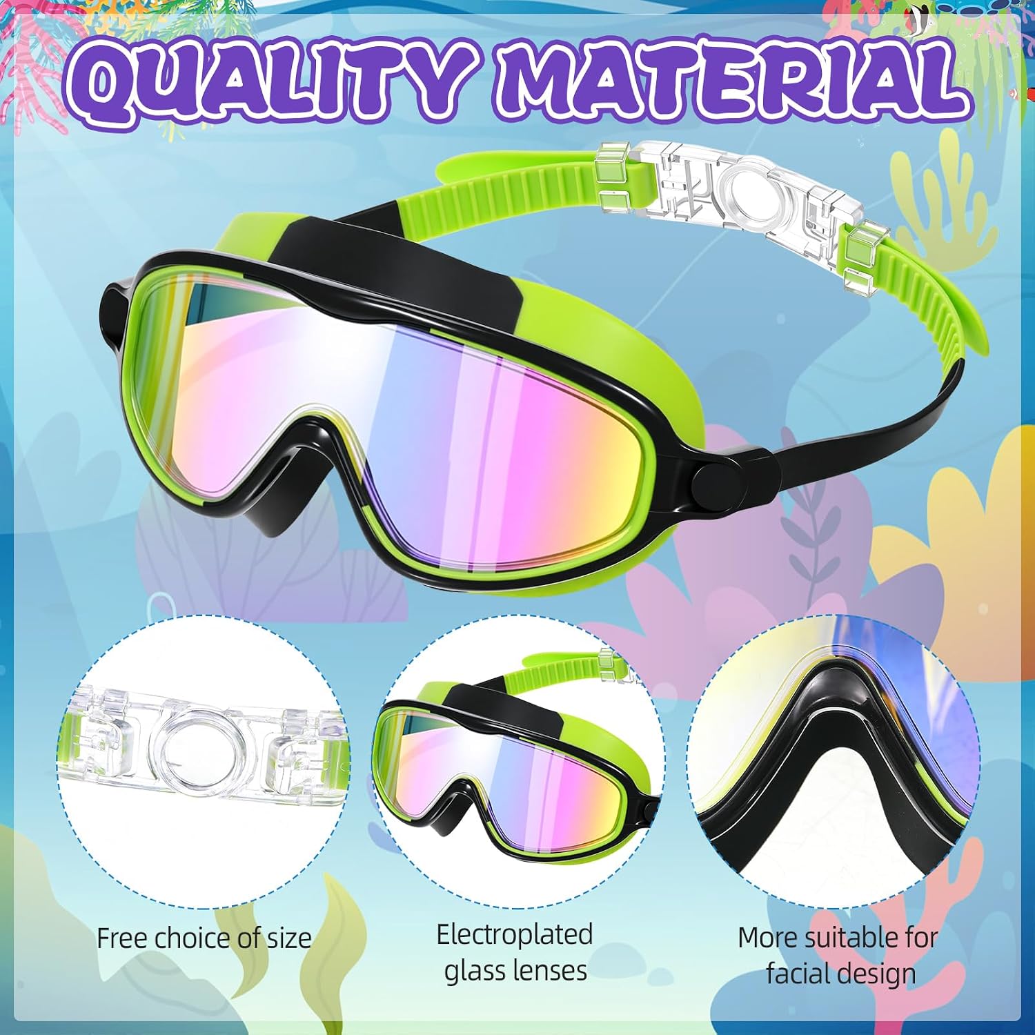 Flutesan 4 Pack Kids Swim Goggles Age 3-15 Antifog Wide View No Leaking Swimming Glasses with Adjustable Strap