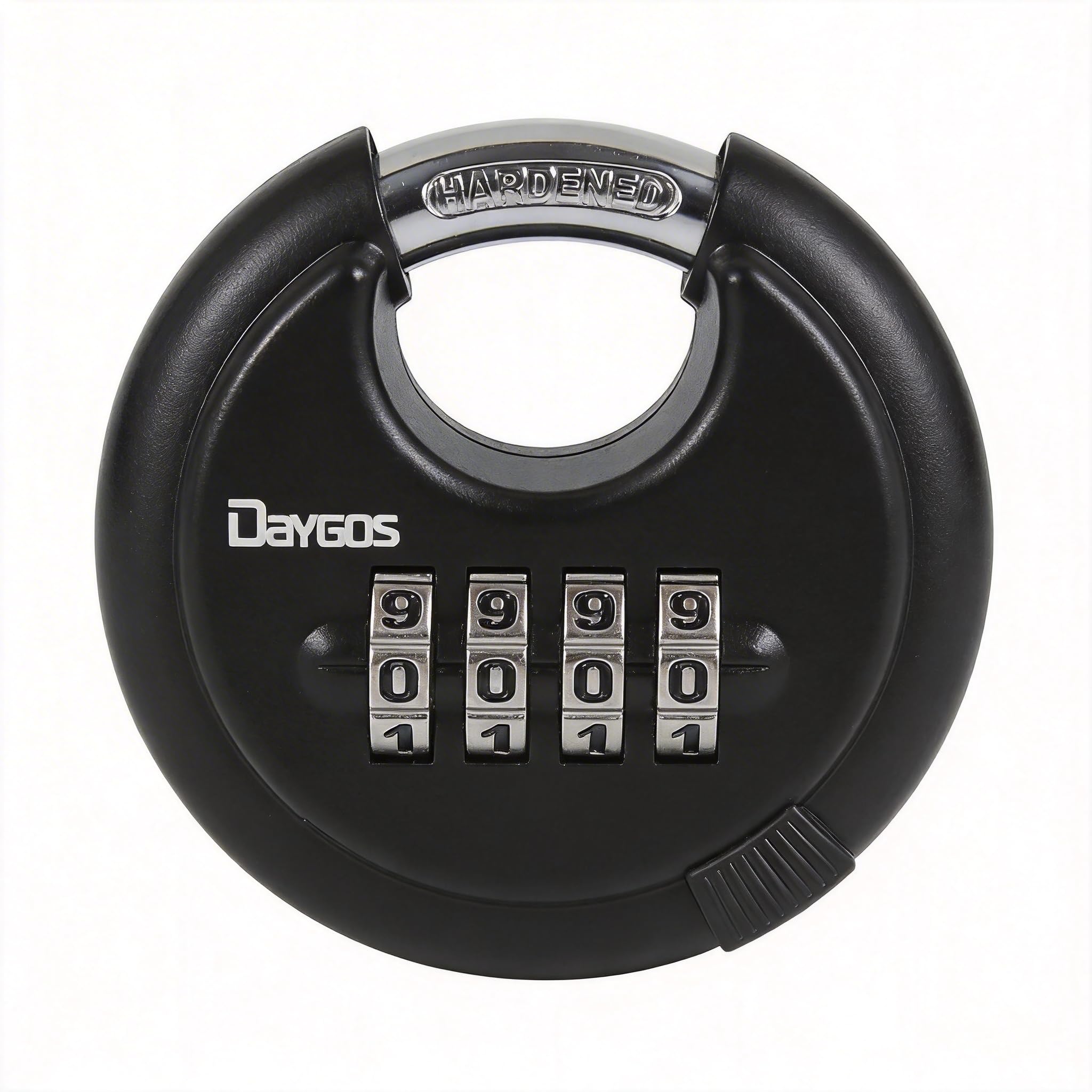 DAYGOS Combination Disc Padlocks for Outdoor - Heavy Duty 4 Digit Code Lock, Combo Lock for Storage Unit,Gate,Fence,Trailer(3/8-in Shackle,1PCS,Black)
