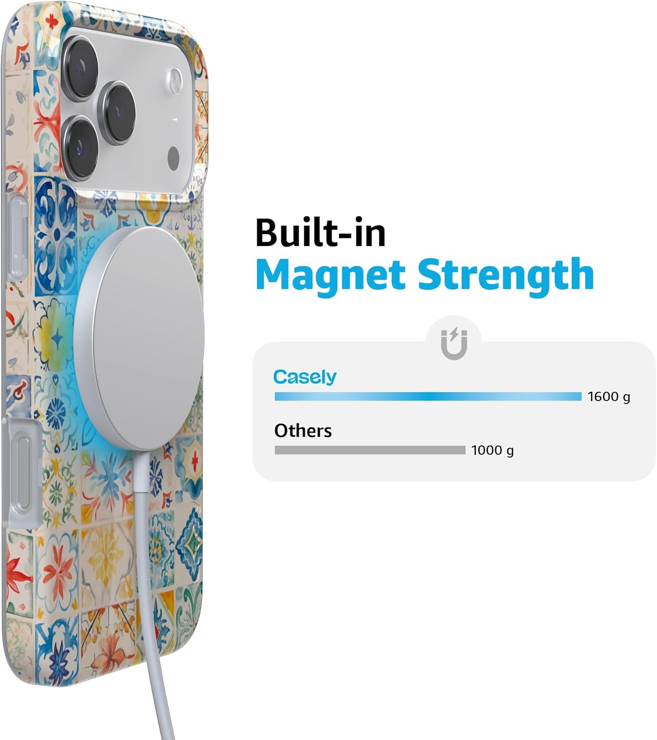 Casely iPhone 17 Pro Case | Tuscan Tiles | Dolce Vita | Compatible with MagSafe | Classic Ultra Slim Design