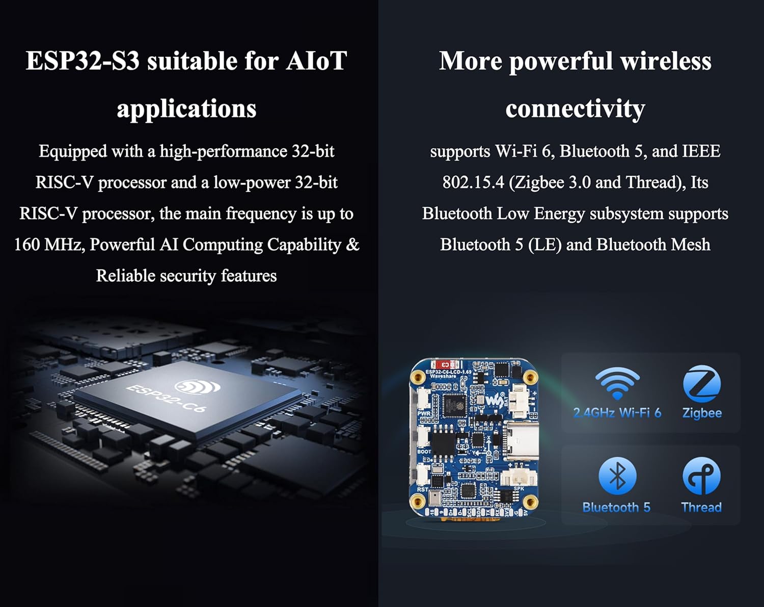 ESP32-C6 1.69inch LCD Development Board, ESP32 with Display 240×280 Pixels, Supports Wi-Fi 6/BLE 5, 160MHz RISC-V Processor,SPI Interface, AI Speech,Support AI Voice Interaction, Comes with Speaker