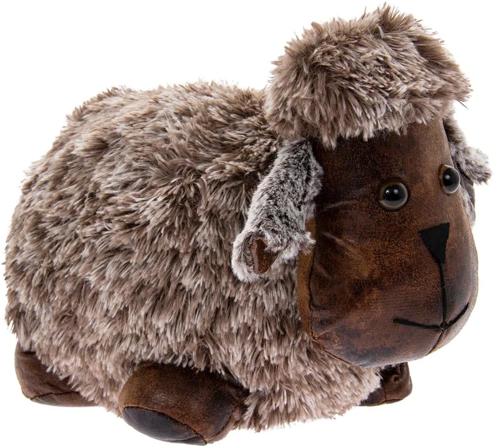 Sheep Doorstop - Faux Leather and Plush, Brown