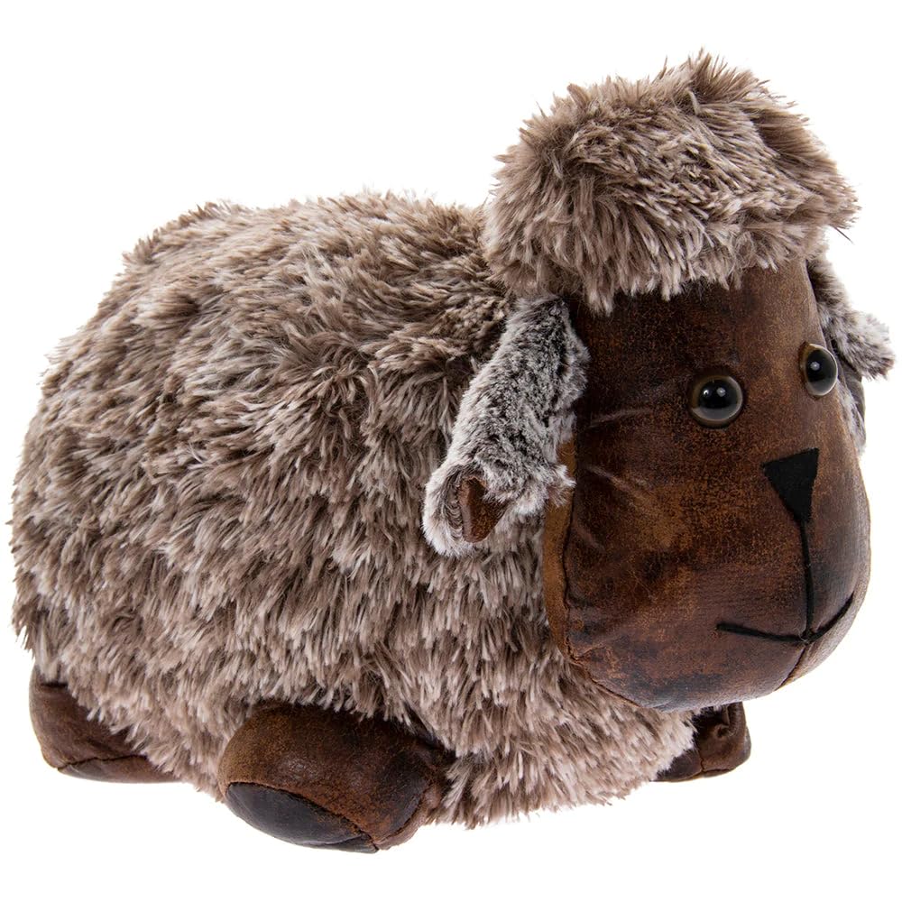 Leonardo Collection Luxury Plush And Faux Leather Sheep Doorstop Brown/Black