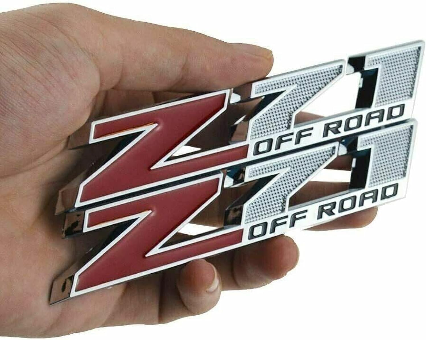 2pcs 5"" Z71 Off-Road Rear Trunk Emblems Door Side Sport Badge Replacement for Chevy (Black Red), EI-SilveCutom#2
