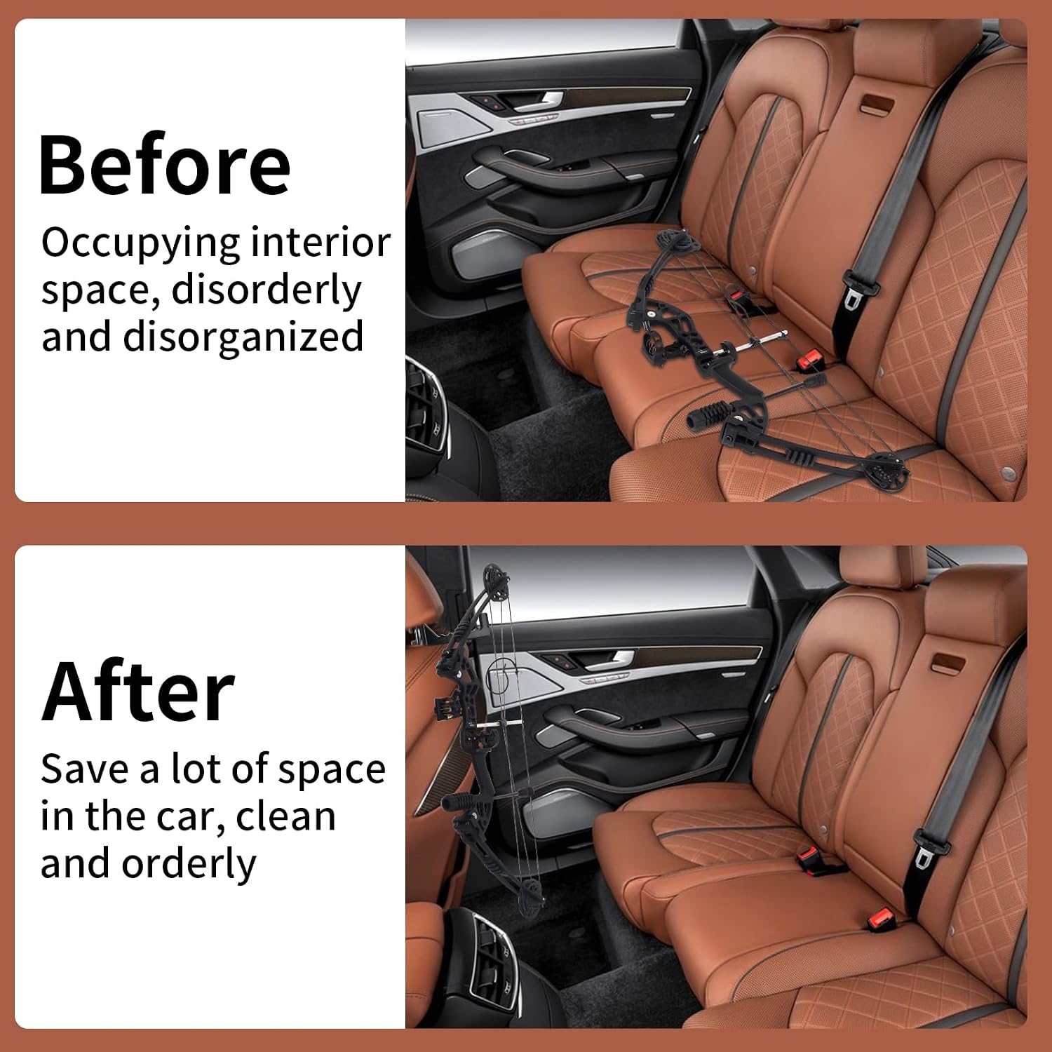 Car Bow Rack Bow Frame for Compound Bow - Carbon Fiber Bow Hanger for Car/SUV/Truck - Holds Recurve Bow and Traditioanal Bow - Quick Installatuion Without Tools