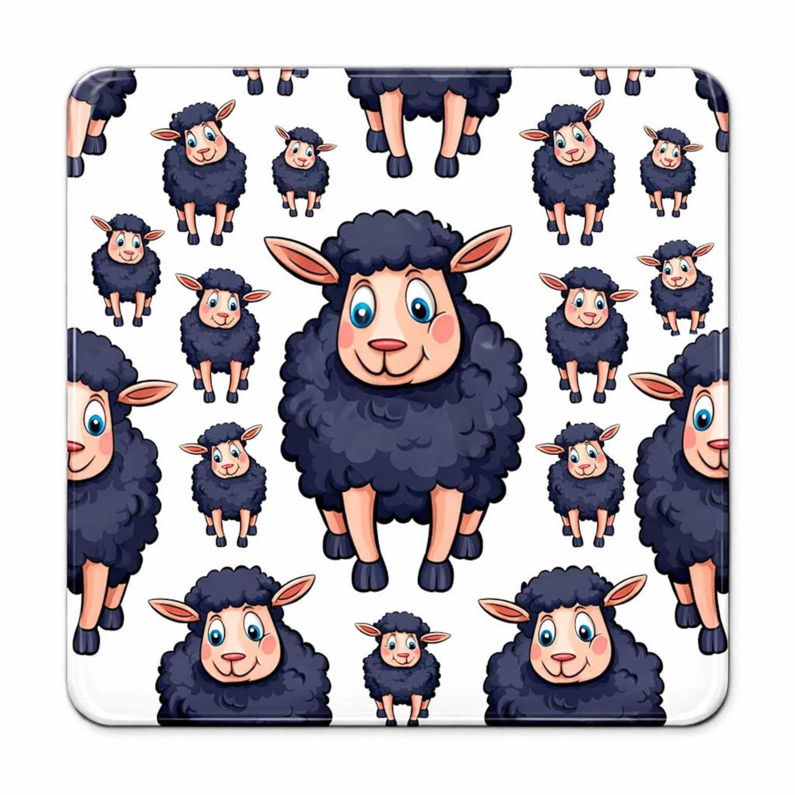 Half A Donkey Multicolor Black Sheep Coaster – Glossy Square Drink Mat