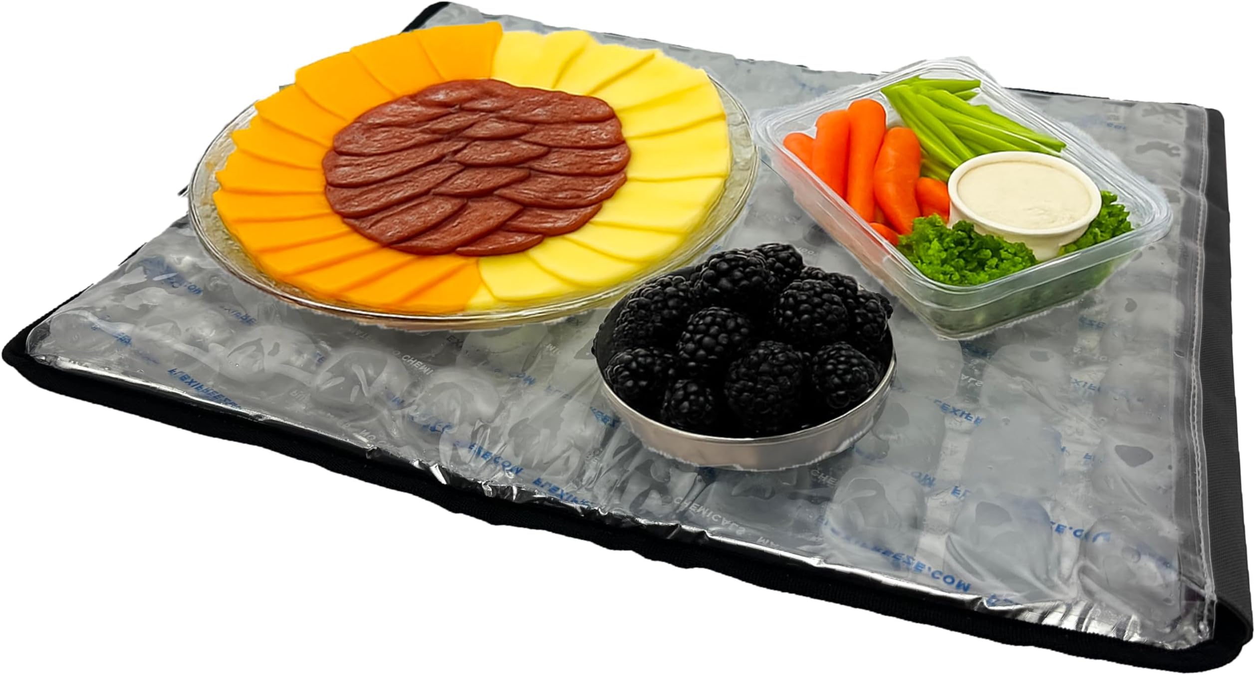 Party Mat Food Cooling Serving Platter – Buffet Display Chiller for Meat, Cheese, Fruit & Party Food Trays – Catering Supplies Cold Serving Mat Black (19" x 15")