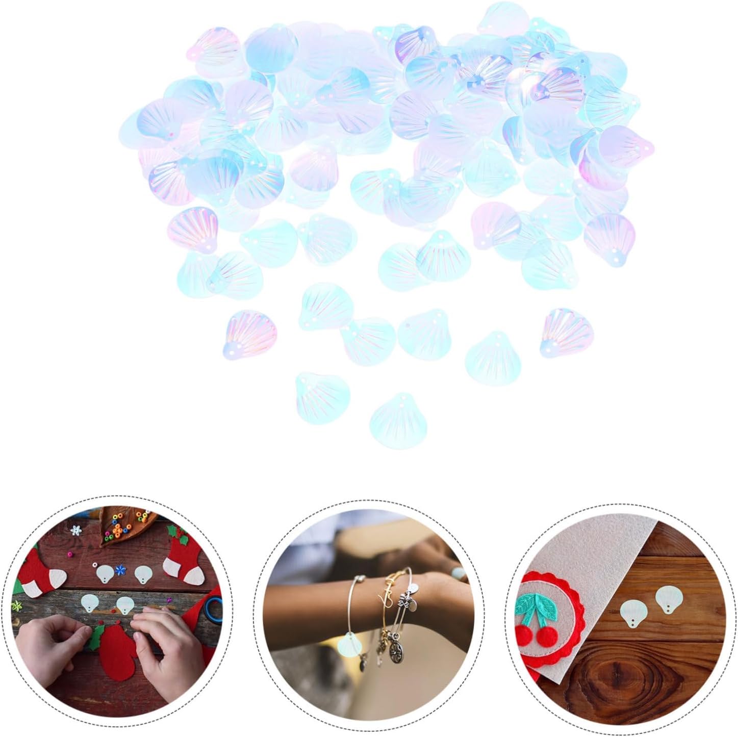 1Bag Double Hole Sequins Pack for DIY Crafts Sewing Embellishments Transparent Shell Design for Clothing Accessories and Creative Projects