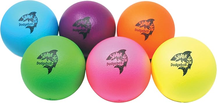 Set of 6 Neon Shark Skin Foam Dodgeballs with Updated Logo