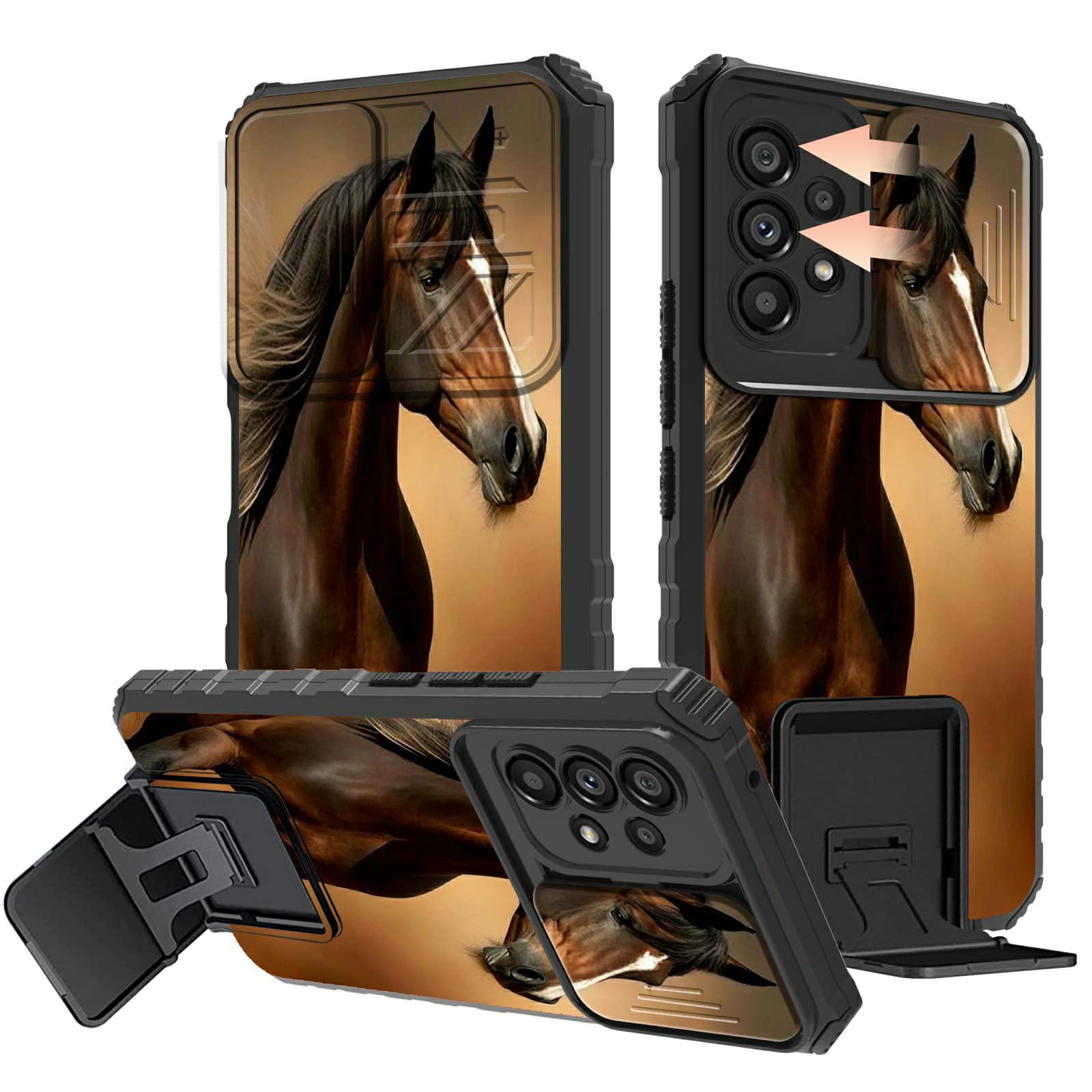 Rossy for Samsung Galaxy A53 5G Case Galaxy A53 5G Phone Case with Slide Camera Cover Kickstand Dual Layer Hybrid Shockproof Protective Cover Case for