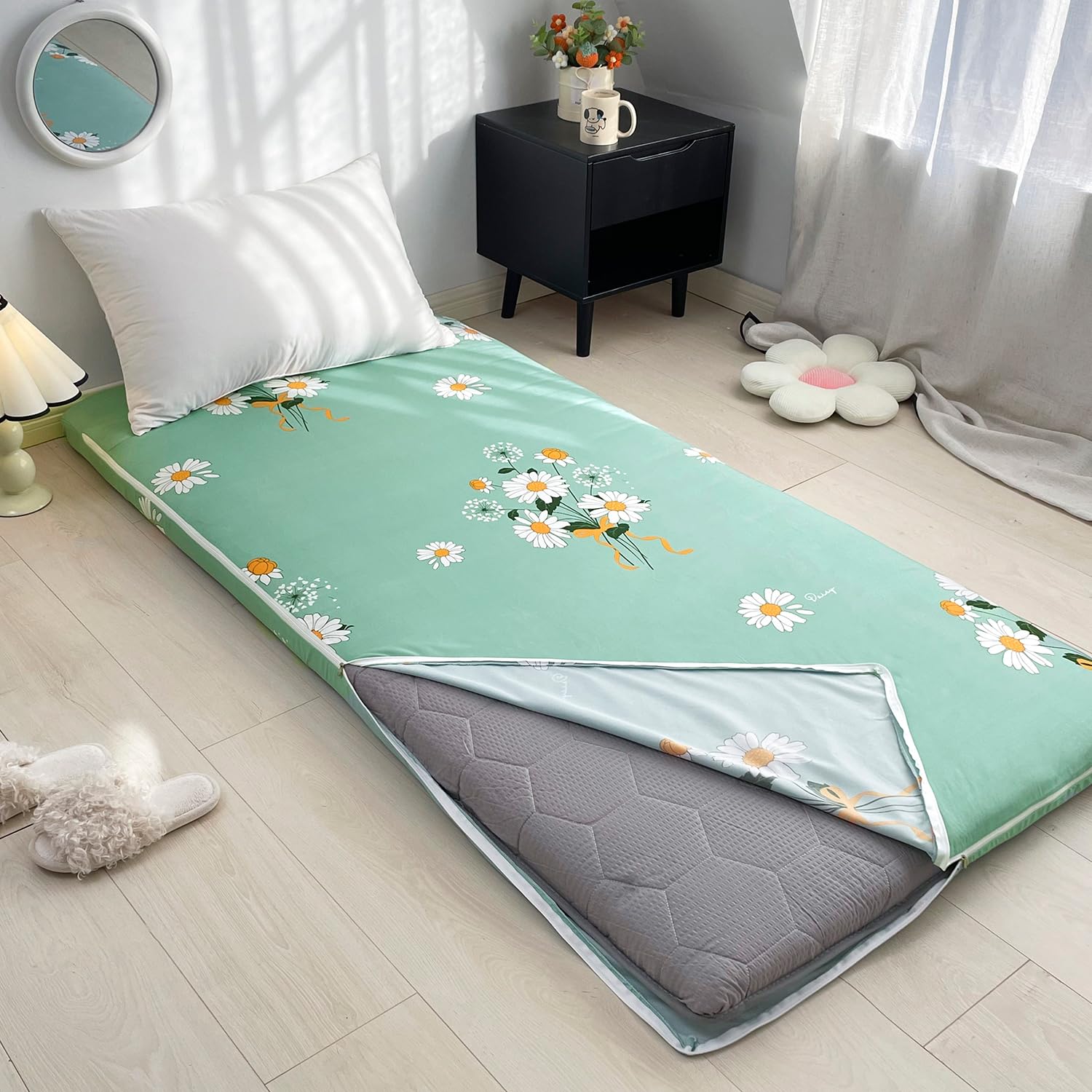 LDLCYCN ,G,80 * 200cm, Floor Futon Mattress Cover with Zipper Japanese Tatami Floor Mattress Cover