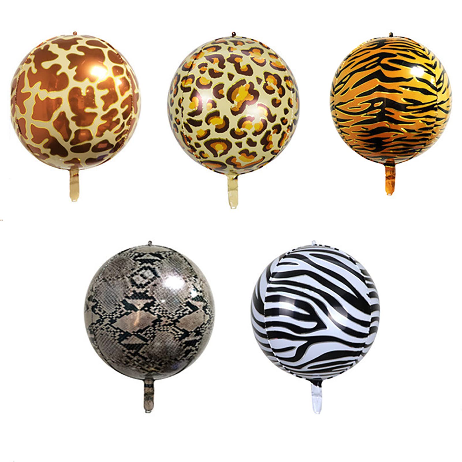 Exbrith Pack of 10 4D Foil Animal Print Balloons, Jungle Themed, Unisex, Round, 22 inches, Perfect for General Celebration, Animal Lovers, Boys & Unisex-Kids