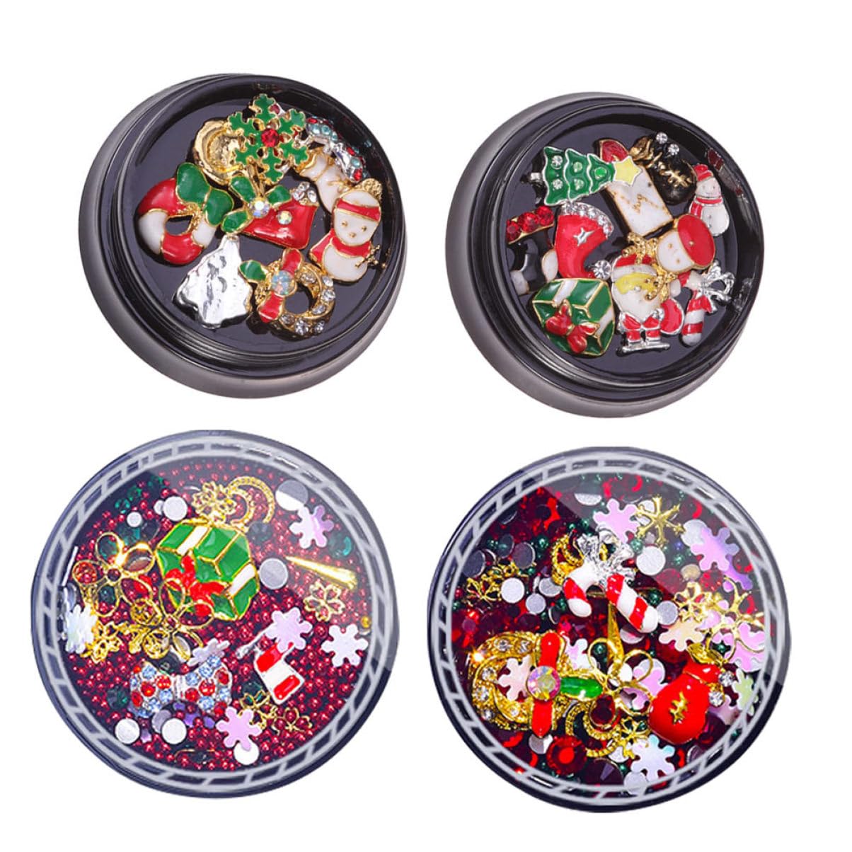 Healeved Charm Natalizi Per Unghie Con Strass e Fiocchi Di Decorazioni Nail Art Per Manicure Fai Da Te e Party