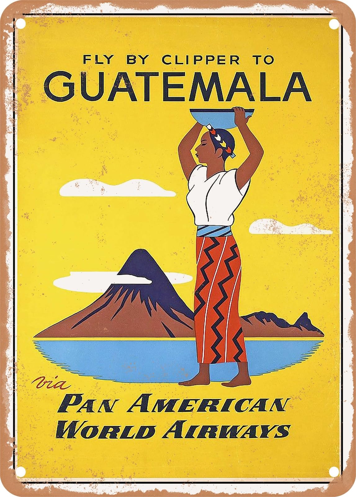 Miaomansenstore Metal Sign - 1954 Fly By Air To Guatemala Via World Airways Vintage Ad Home Decor