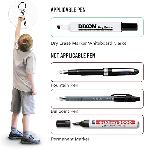 Miniatura 4 de BEWAVE Círculos blancos de borrado en seco, paquete de 24 calcomanías de pared extraíbles de borrado en seco para aula, oficina, mesa y escritorio