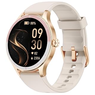 TOOBUR Smart Watch for Women, Smartwatch Compatible Android and iOS Phone, Answer/Make Calls, Fitness Tracker/Step Counter/Running Watch, Sleep/Heart Rate Monitor, 100 Sports, IP68 Waterproof, Beige - Amazon product rated Grade A