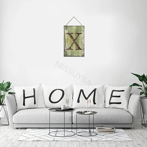 Vista 101 de Letrero colgante de madera con letra J, letrero de madera para decoración del hogar, 26 letras del alfabeto de metal, placa de madera, decoración