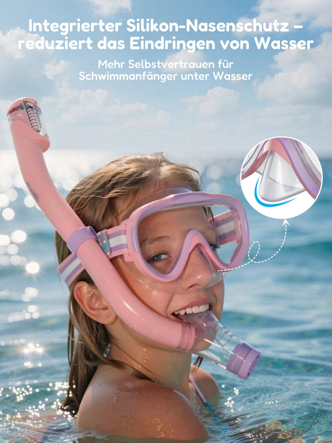 ACURE Taucherbrille Kinder 3-12 Jahre, Antibeschlag Schwimmbrille Schnorchelmaske mit Nase & Stoffband, Tauchmaske zum Tauchen & Schnorcheln für Jungen Mädchen