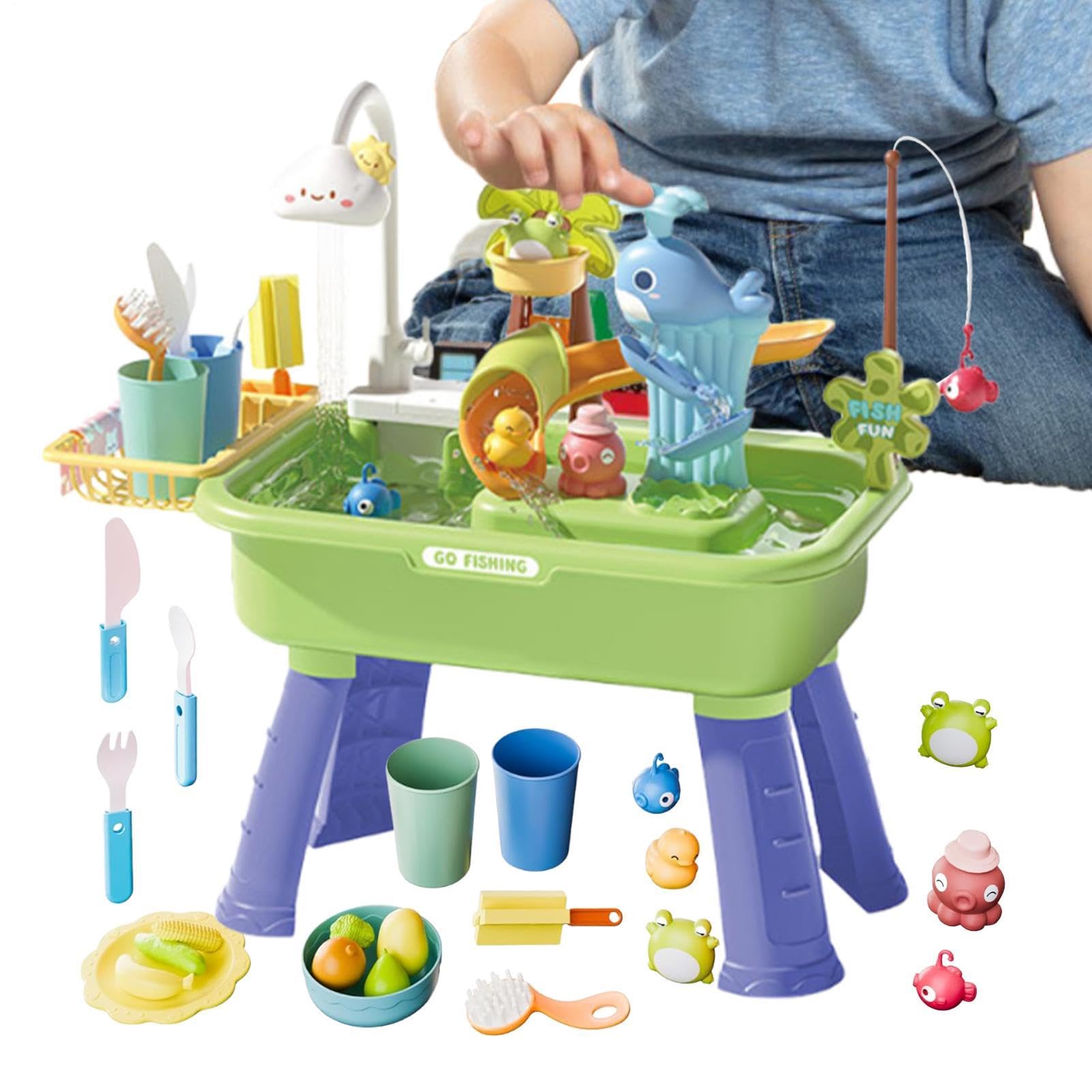 Frhwye Water Table For Kids, Upgraded Play Sink With Running Water, Sand Waters Table Toy, Outside Sensory Toys, Children Play Accessories for Kids Ages 4 to 8 Children 3+ Outdoor Beach, Backyard
