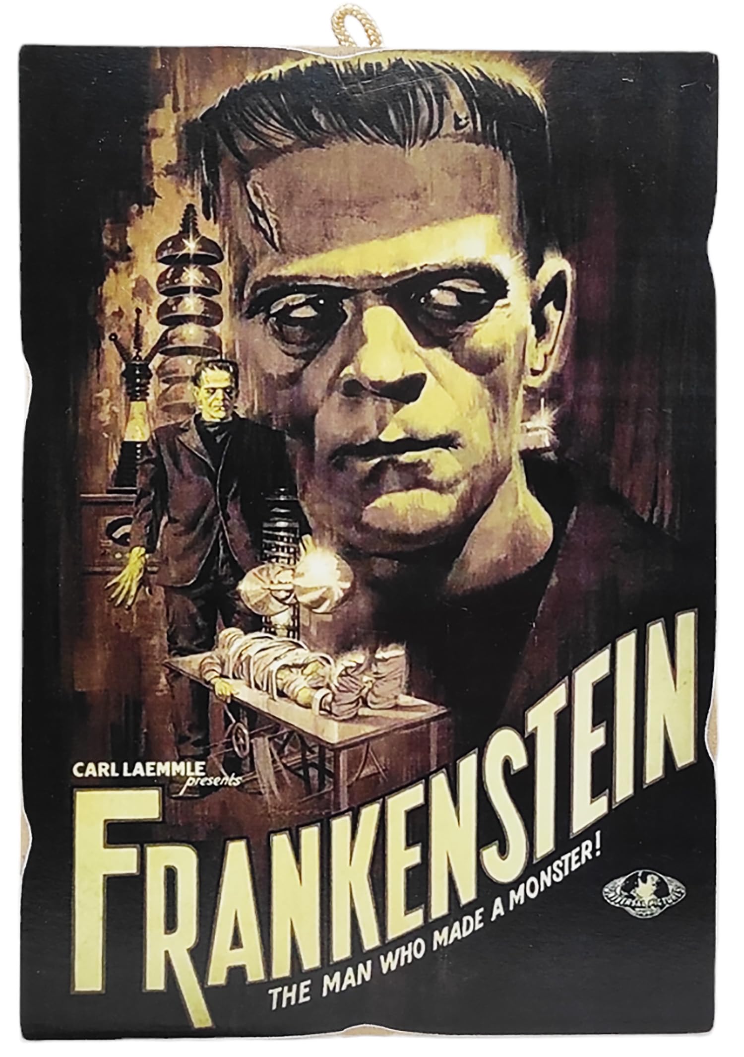 KUSTOM ARTVintage Style Frankenstein Series Movie Poster Collection Wood Print for Restaurant Pizzeria Bar Hotel Decor 25 x 18 cm