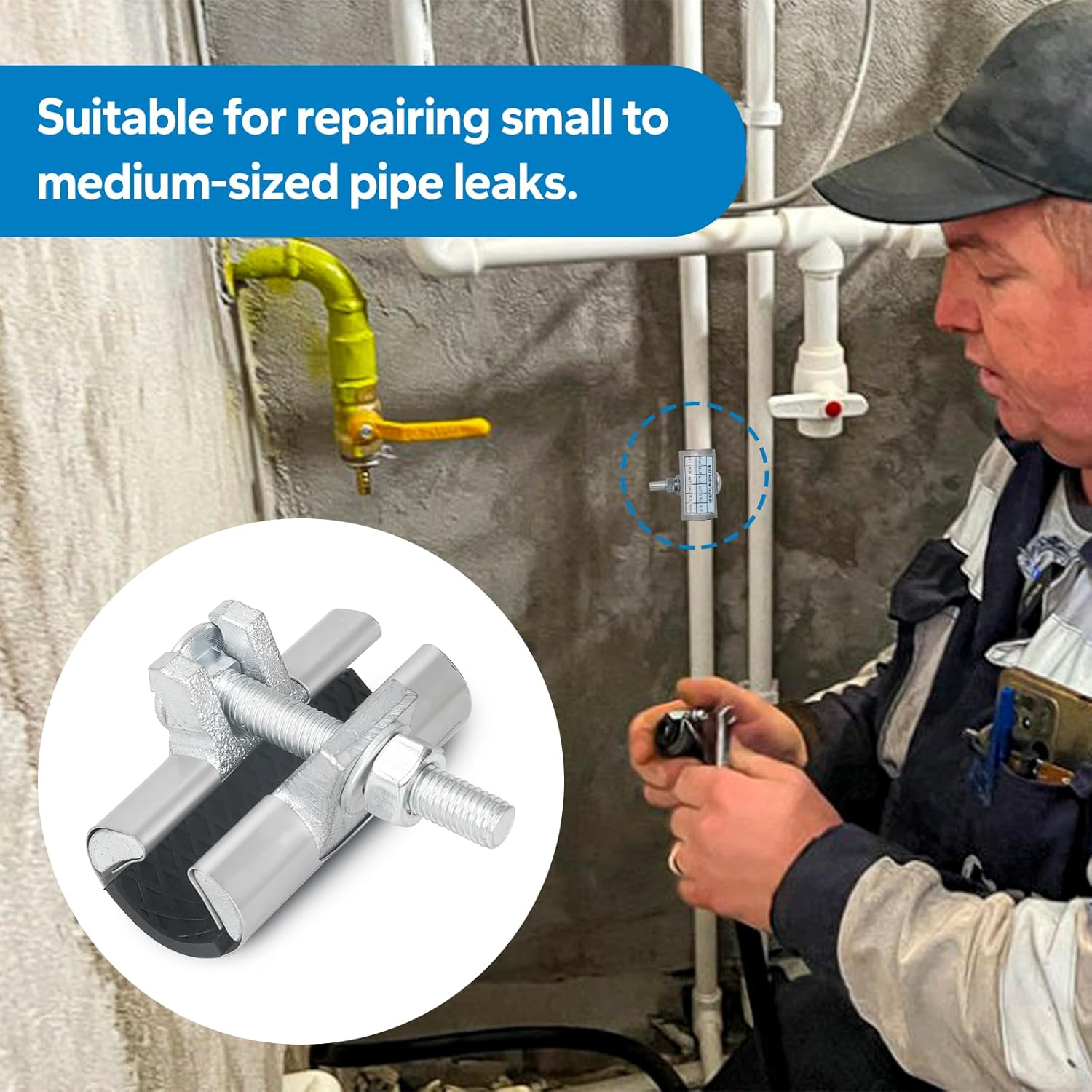 Stainless Steel Pipe Repair Clamp, 1/2" X 3" inches, Clamp with Bolt, Water/Copper Pipe Leak Repair Kit(21-25MM)