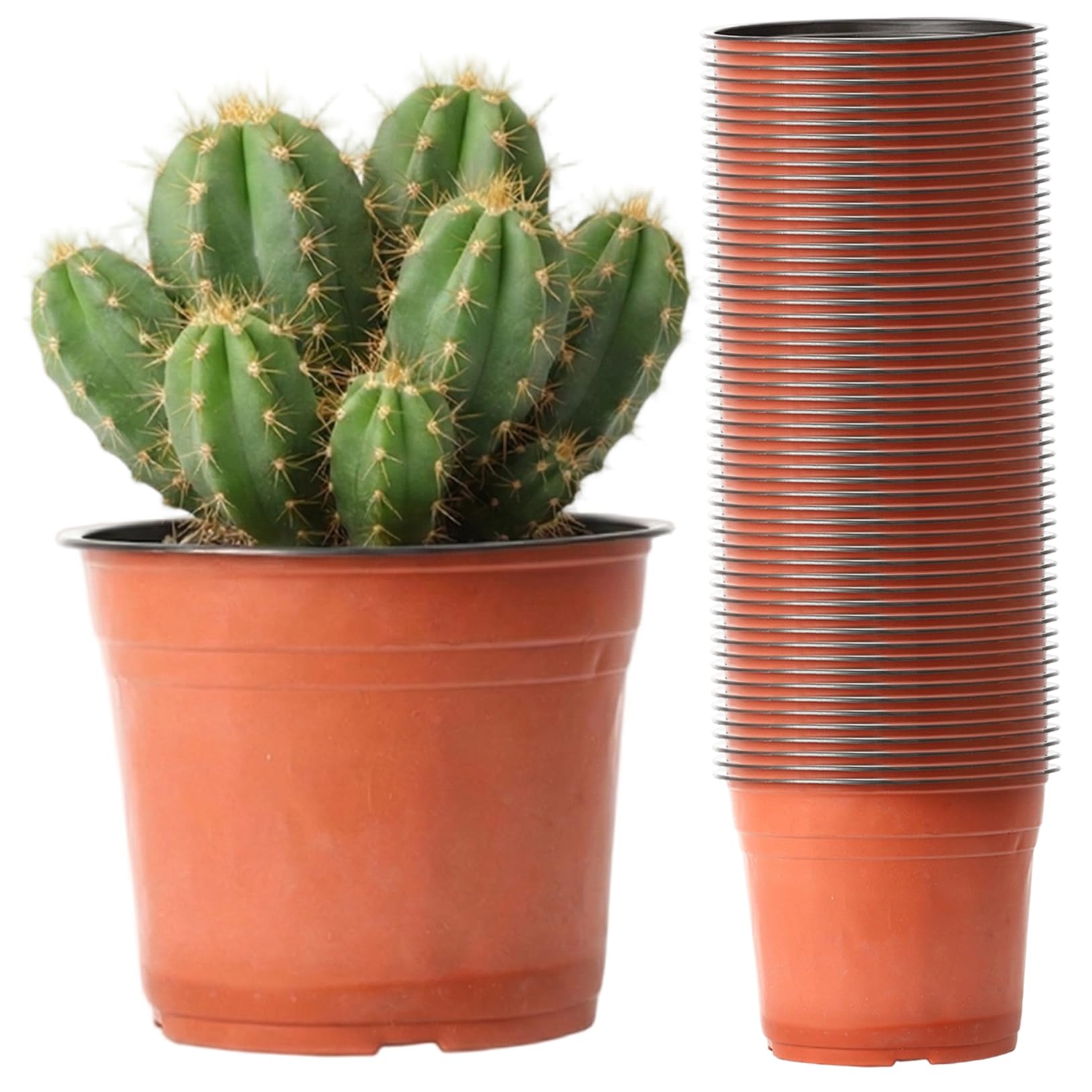 Peosaard Red Seed Starter Pots, 50Pcs Nursery Pots For Plants, 3.5" Seedling With Drainage Holes Resin Small Plant Pot For Plant Propagation, Cultivation And Planting, Starter