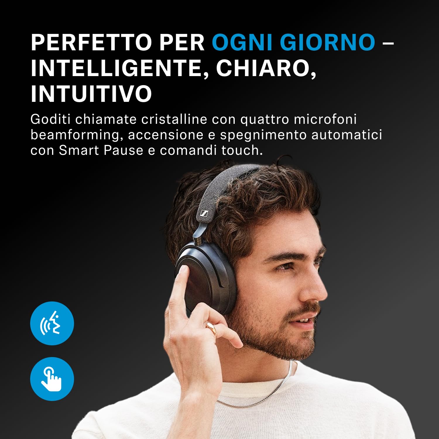 Sennheiser MOMENTUM 4 Wireless Special Edition: Bluetooth per telefonate cristalline con cancellazione adattiva del rumore, 60 h di autonomia e design pieghevole leggero, Nero/Rame - Vista 6