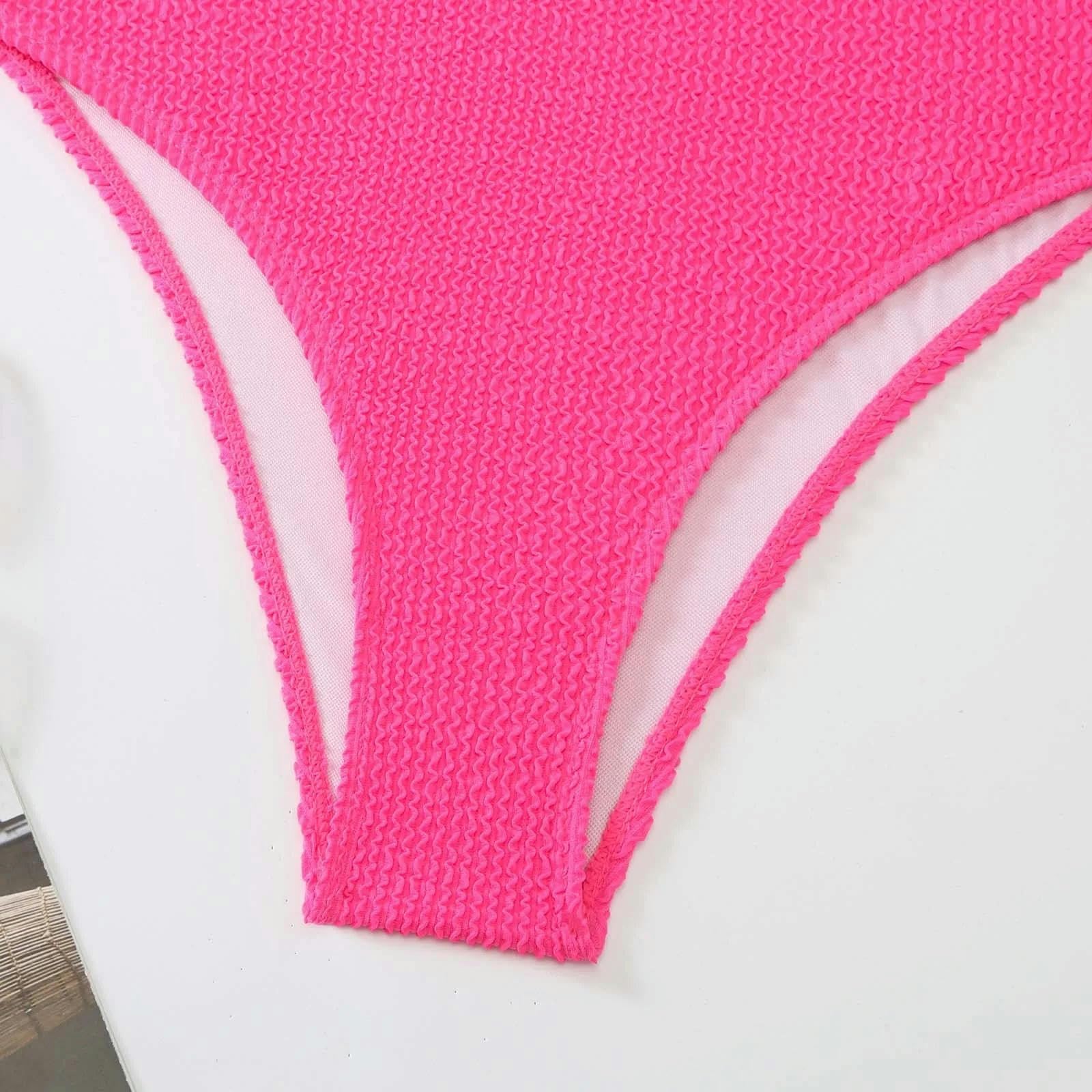 Damskie bikini Push Up strój kąpielowy damski jednoczęściowy damski body kąpiące się lato odzież plażowa-różowy-s