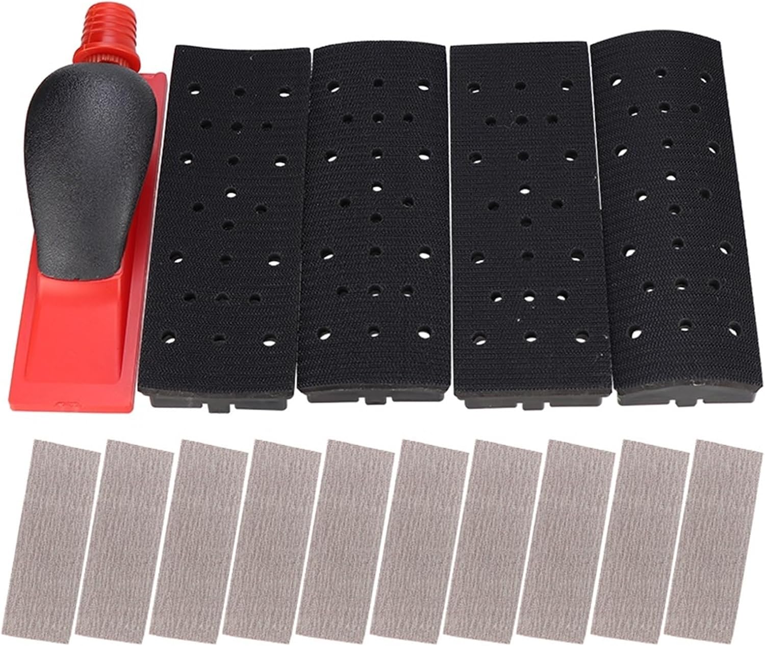 70x198mm Vacuum Sanding Block 5pcs Set Vacuuming Sanding Disc Holder Sandpaper 4pc Backing Polishing Pad Handheld Sander(240 grit Set)