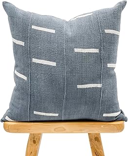 Farmhouse Pillow || African Pillow, Mudcloth Pillow, Blue Grey Pillow Co...