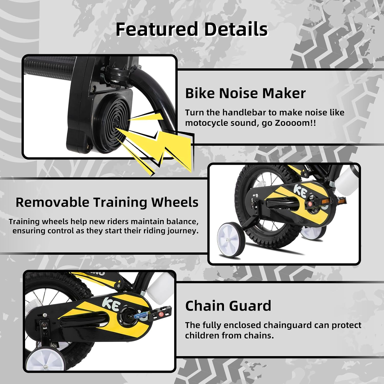 KEANO Motocross Style Kids Bike for Boys Girls Ages 3-7 Years, 12 & 16 Inch Bikes with Training Wheels and Number Plate, Children Bicycles Black 5 KEANO Motocross Style Kids Bike for Boys Girls Ages 3-7 Years, 12 & 16 Inch Bikes with Training Wheels and Number Plate, Children Bicycles Black - Image 3