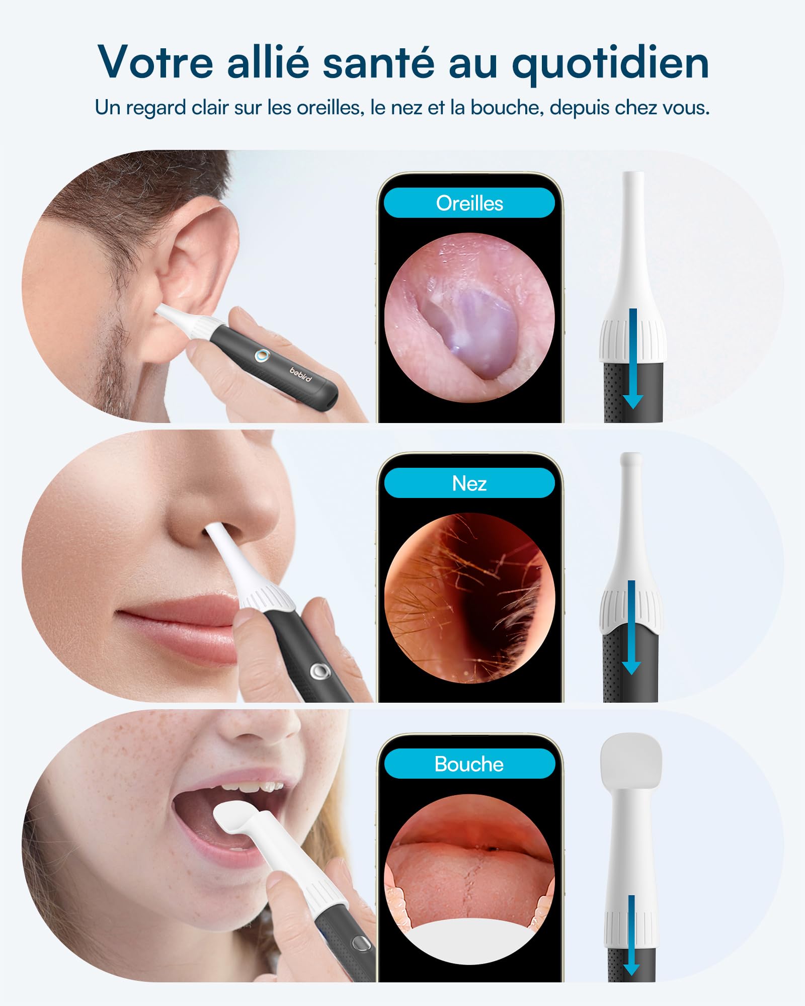 Otoscope Numérique HD 1920P avec Caméra Flexible et Pince pour Nettoyage d'Oreille