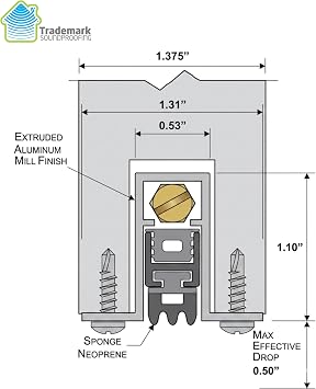 Automatic Door Seal - Exterior Door Seal Bottom Strip Sweep - Professional soundproofing Door Solution and Draft Stopper- Narrow Profile - 36 Inches Cutable to Up to 30 Inches.