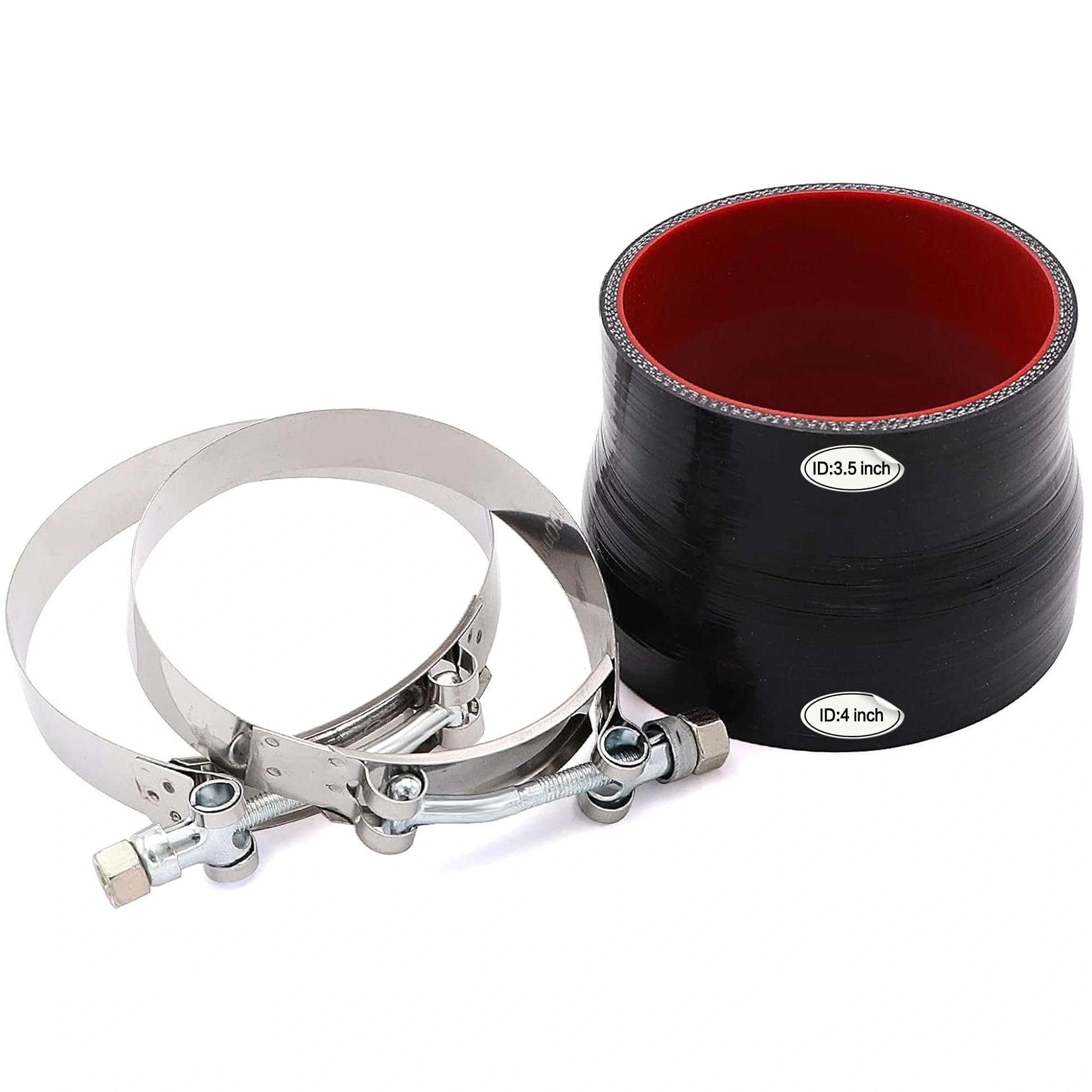 ID 3.5inch to 4inch Straight Reducer Coupler Silicone Hose,4-Ply