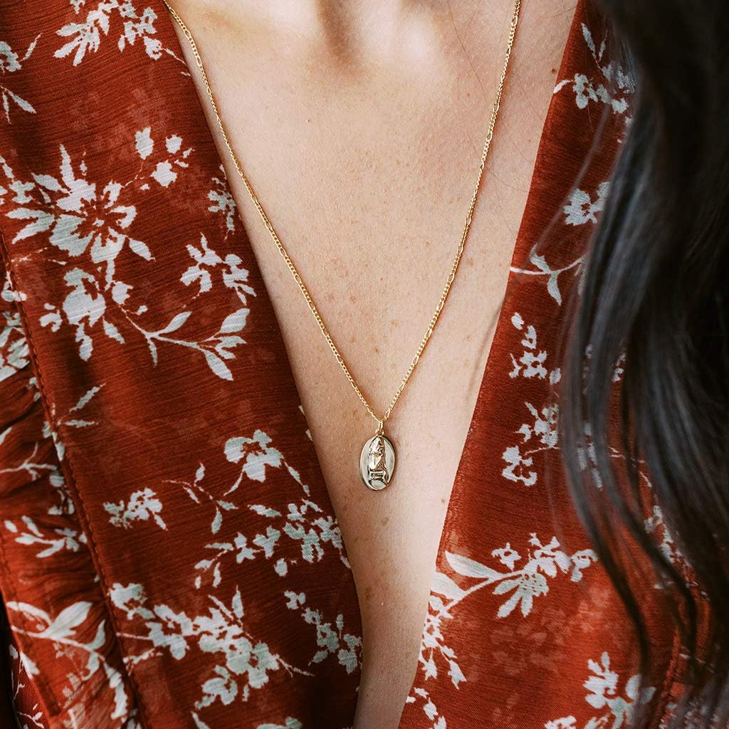 Honeycat Mermaid Disc Pendant Necklace in Gold, Rose Gold, or Silver | Minimalist, Delicate Jewelry