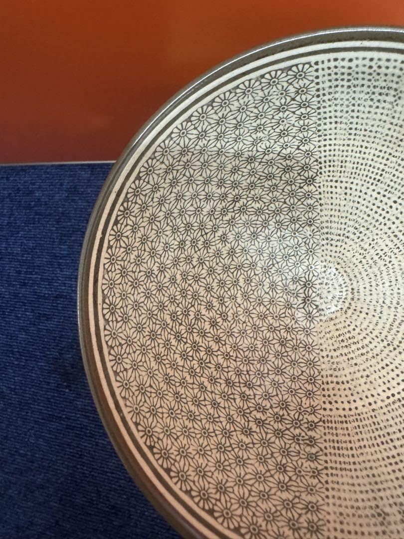 1874 高麗焼黄章洙作花三鳥暦手文茶碗時代物