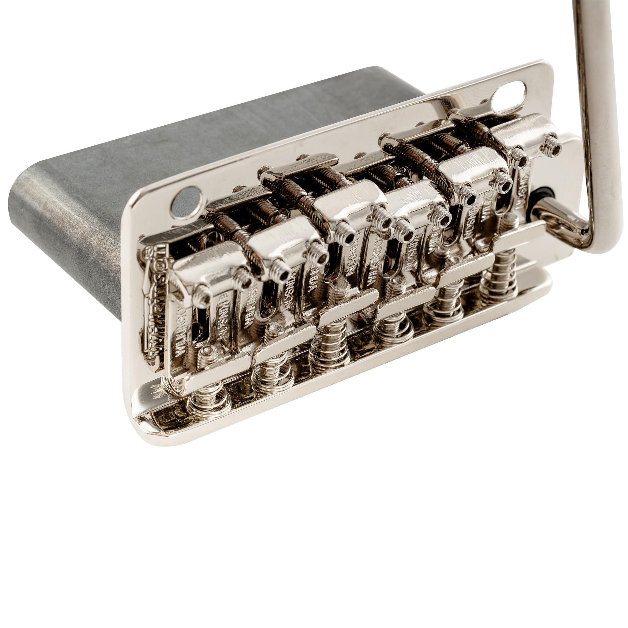 Wilkinson WV2-SB 54mm 2-Punkt Tremolo Bridge ST Tremolo Brücke mit 41mm Stahlblock Vintage Gebogene StahlSaitenreiter für Strat Style E-Gitarre, Nickel