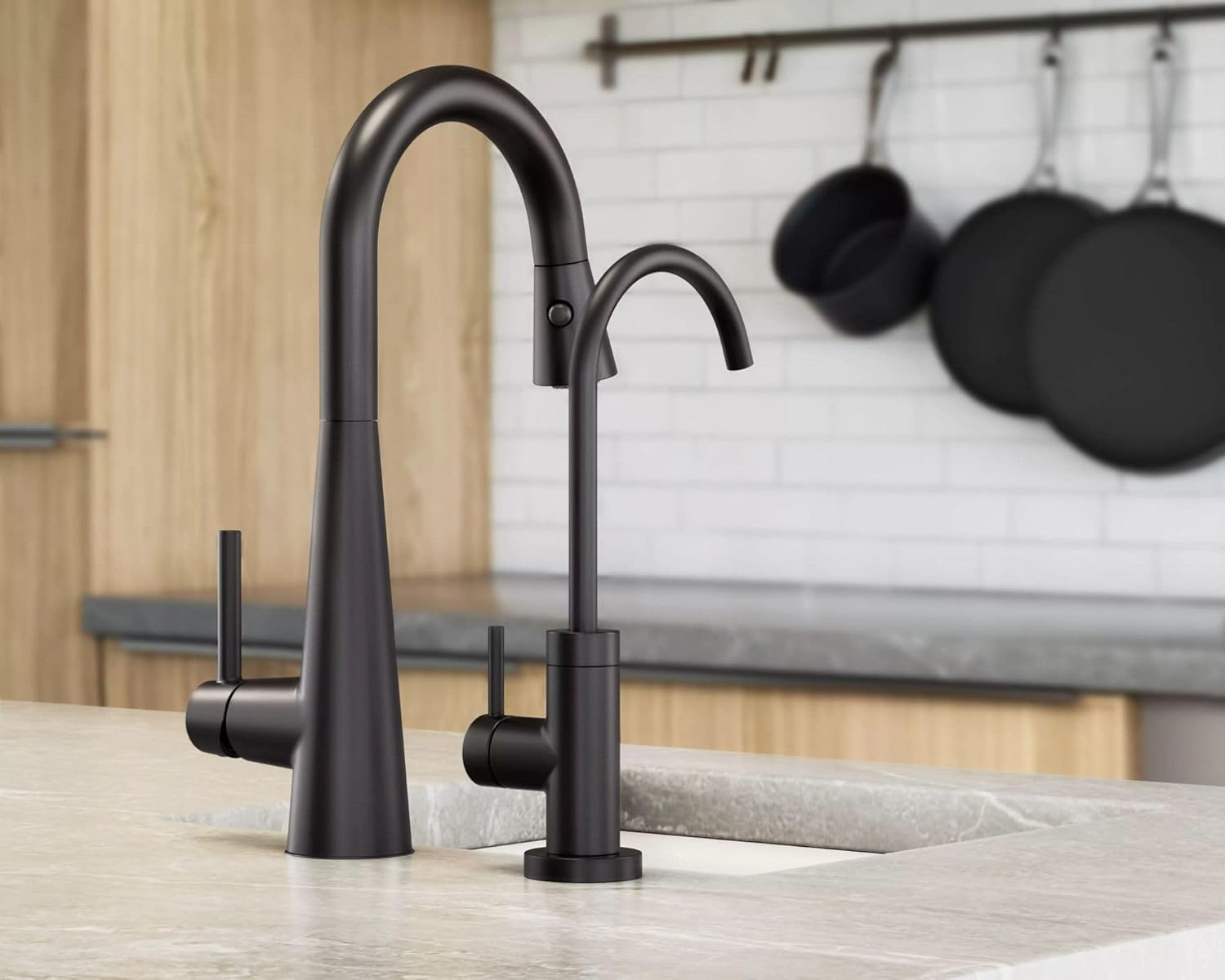 Moen 7664BL Sleek One-Handle High Arc Pulldown Modern Bar Faucet, Matte Black