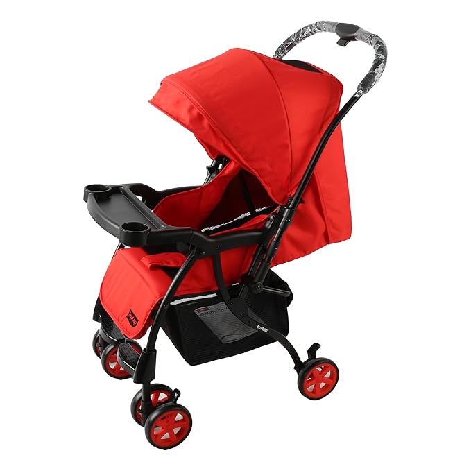 Sunny Stroller/Pram with Reversible Handlebar, 5 Point Harness, 3 Level Recline Adjustment, Compact and Easy Fold, for Newborn Baby/Kids, 0-3 Years (Red)
