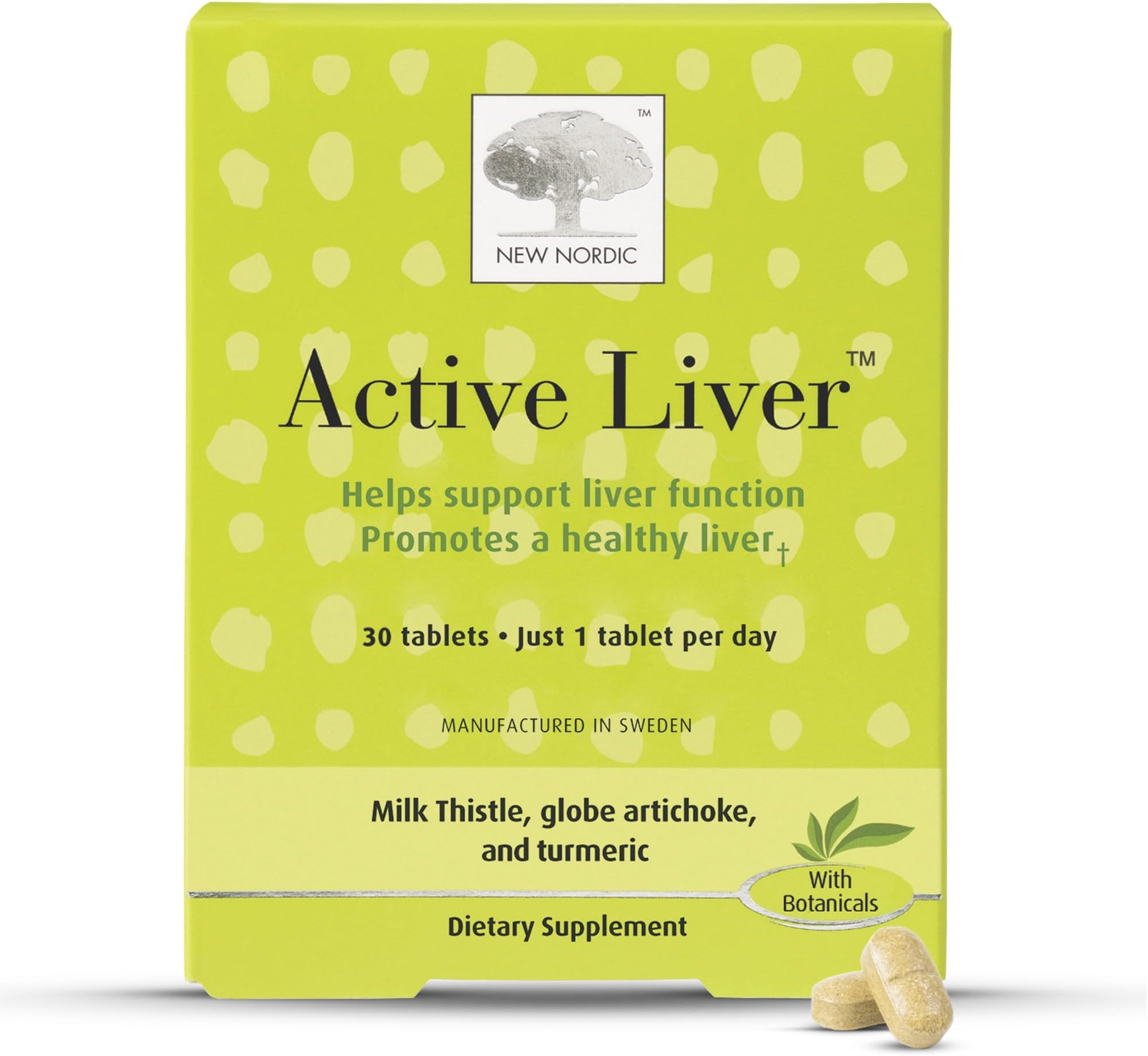 New Nordic Active Liver, 30 Tablets Daily Liver Detoxifier and Regenerator with Milk Thistle Extract, Artichoke Extract and Turmeric