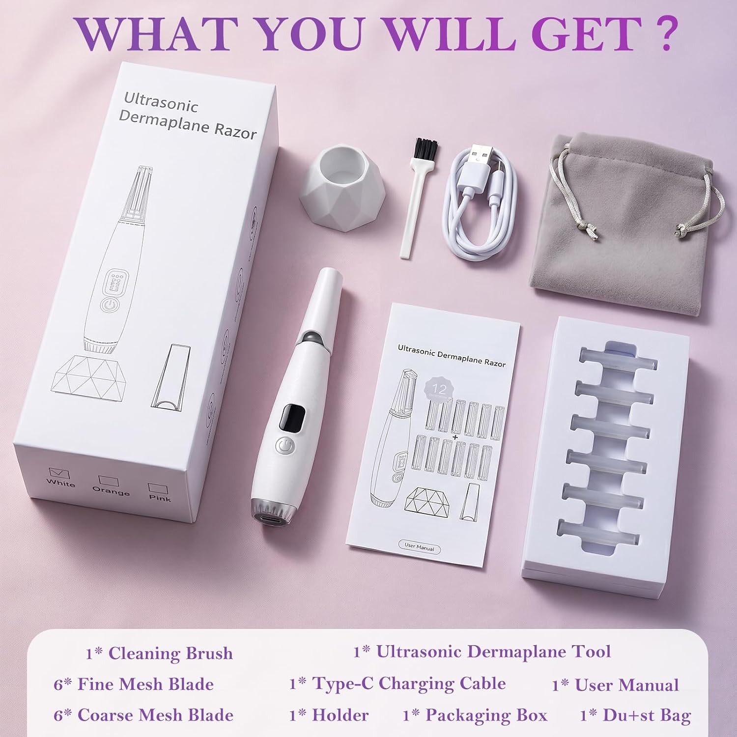 Ultrasonic Hair Trimmer for Men Women, Electric Razor for Face Body with Magnetic Blade, 800mAh Battery, 3 Speed Modes, Type-C Fast Charging, Painless Shaver for Armpit Legs Arms Bikini