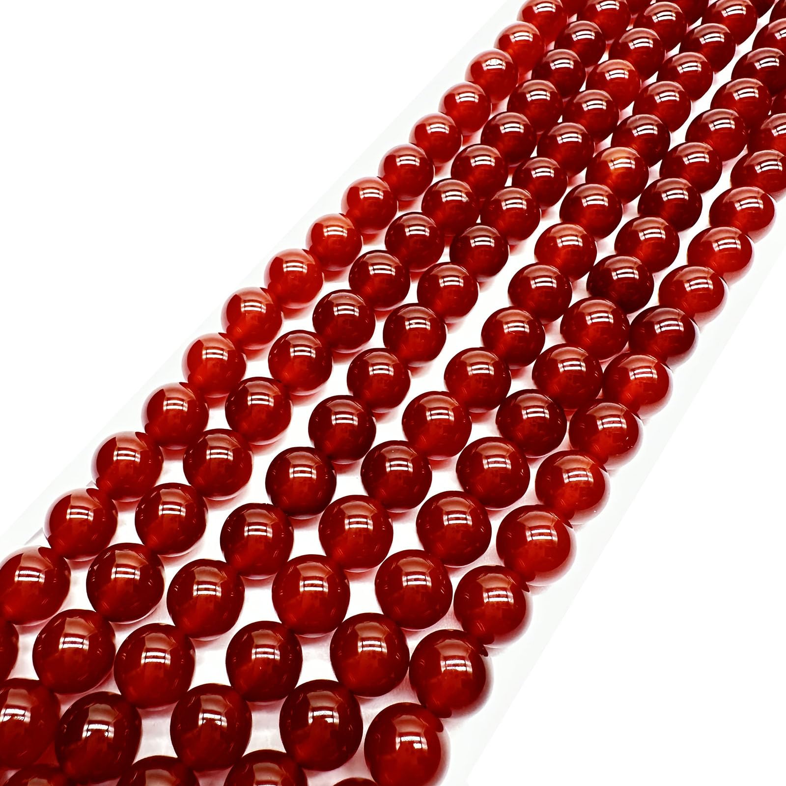 8mm Round Red Agate Natural Stone Beads for Jewellery Making, Gemstone Beads for Crafting (45-50Pcs)
