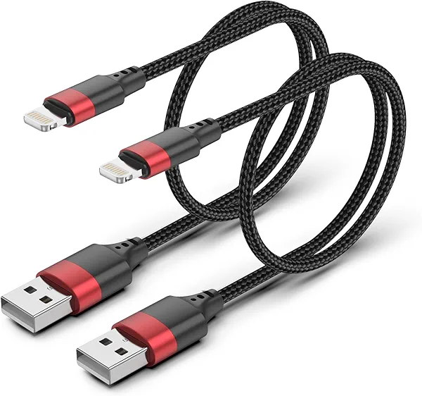 1.5ft Lightning Cable, [MFi Certified] Braided 2 Pack Short iPhone Charger Cord for Car, 18 inch USB to Lightning Cable for iPhone 14 13 12 11 Pro Max XR XS 8 SE iPod