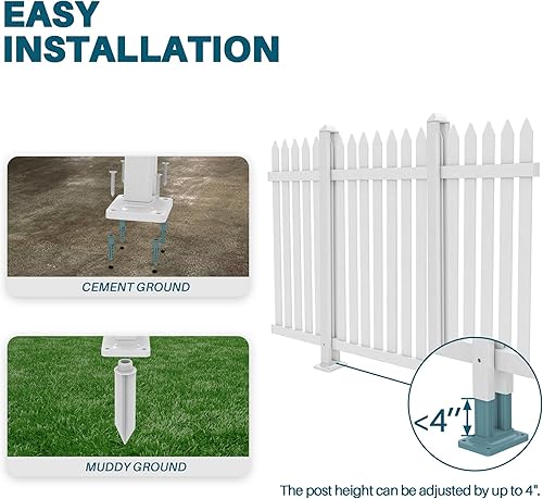 Miniatura 18 de Coarbor 1 juego de valla de vinilo de 84 x 36 pulgadas, valla decorativa de PVC blanco para patio, patio al aire libre, barrera para mascotas, valla