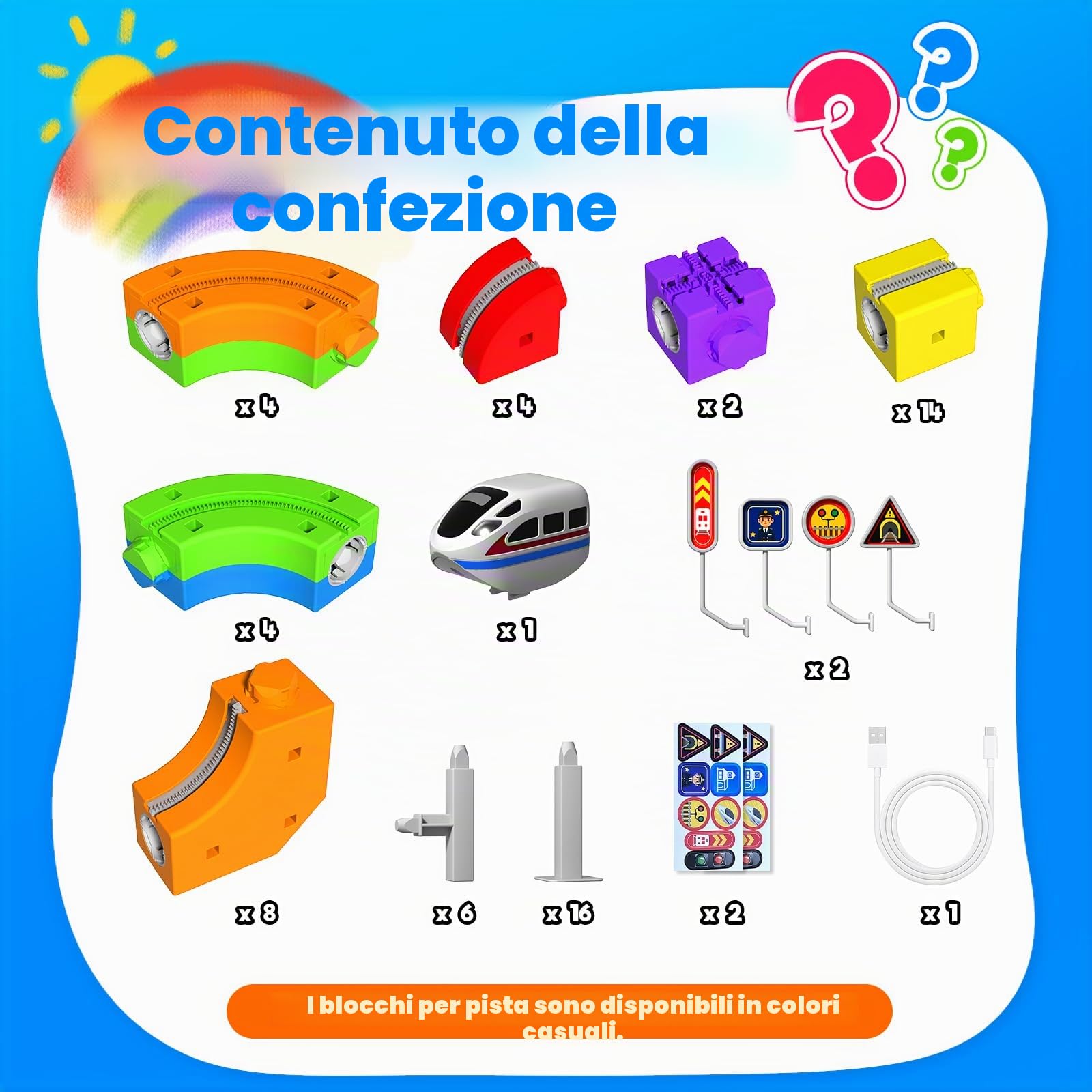 Goody King Trenino Elettrico per Bambini 69 Pezzi - Kit 3D DIY con Binari Magnetici a Cubi, Include Treno e Segnali Stradali, Giocattolo Educativo Creativo STEM Regalo per Bambini 4-12 Anni