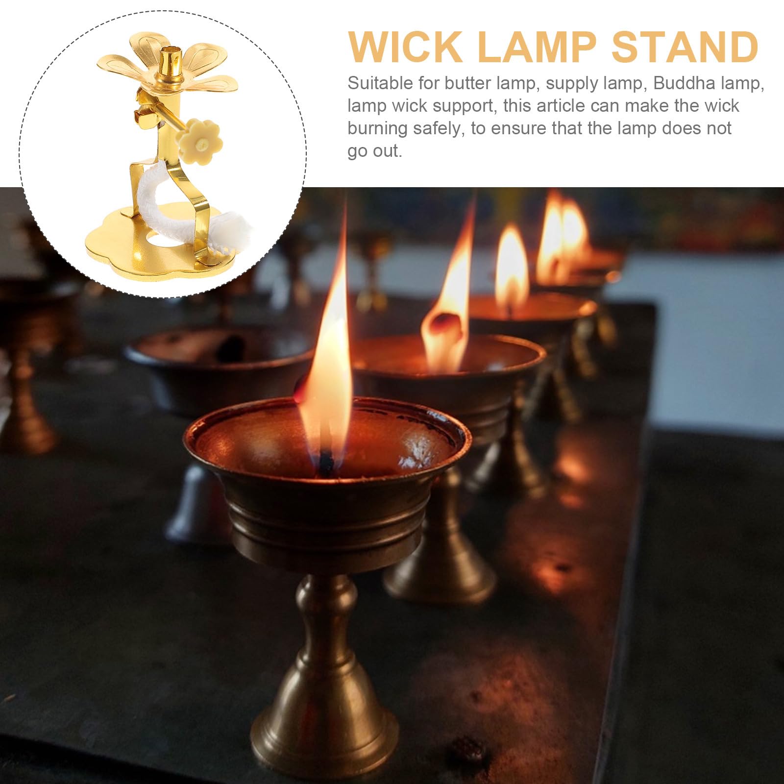 Amazon.com: Cabilock 2 件組油燈浮芯佛教酥油燈座金屬油軟木盤香棒